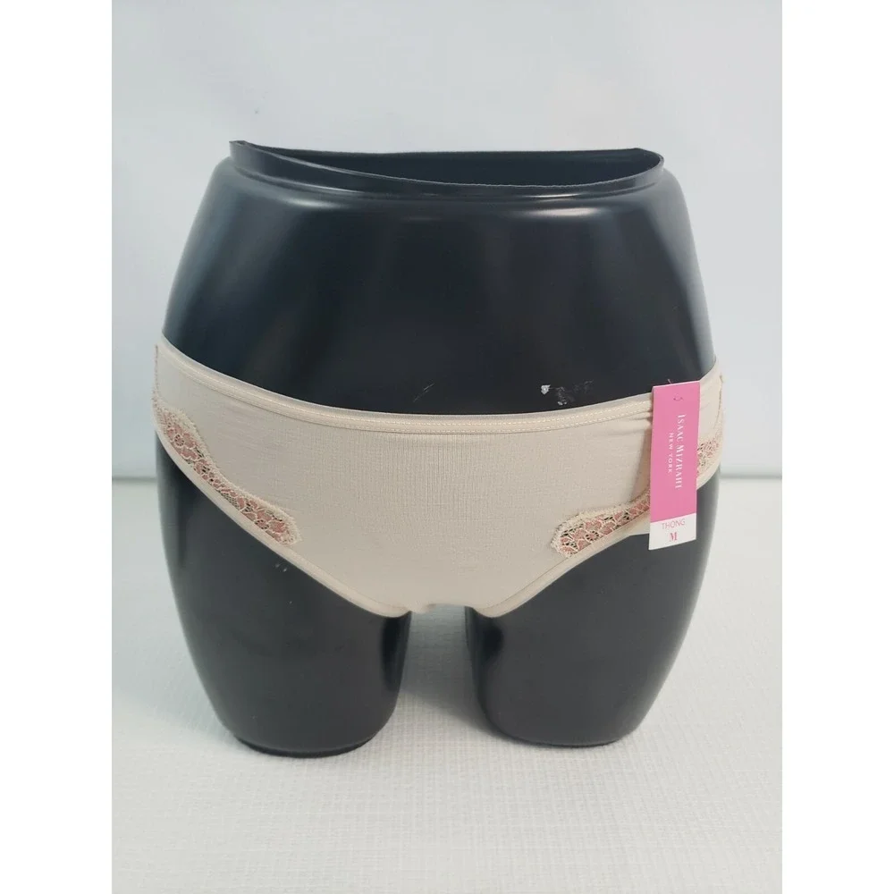 Isaac Mizrahi women's Tan Knit Thong Panty Lingerie Underwear‎ size Medium